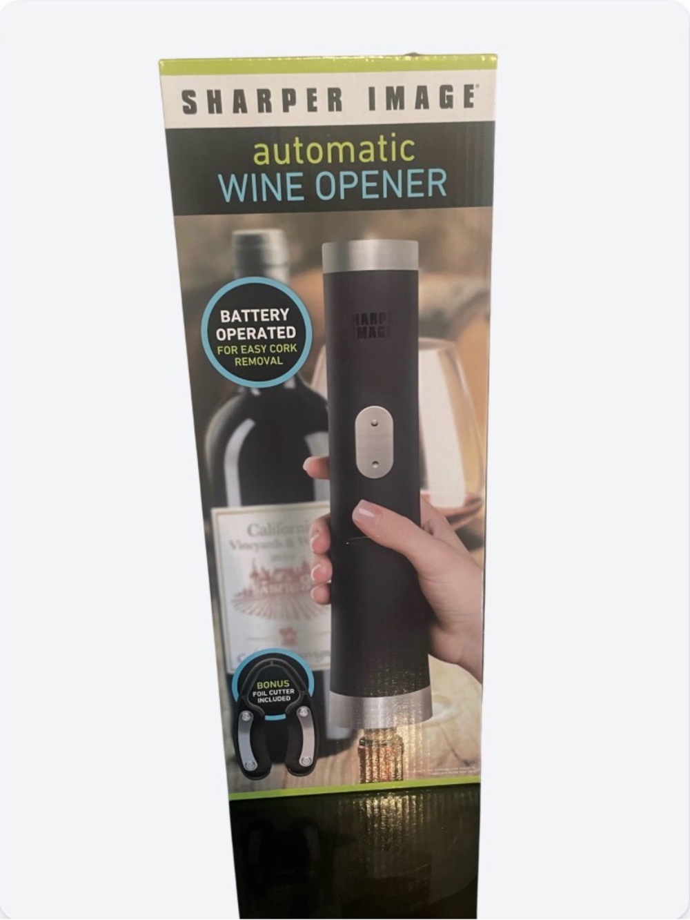 Electric Wine Opener, Automatic Cordless in Black with Silver Accents (New)
